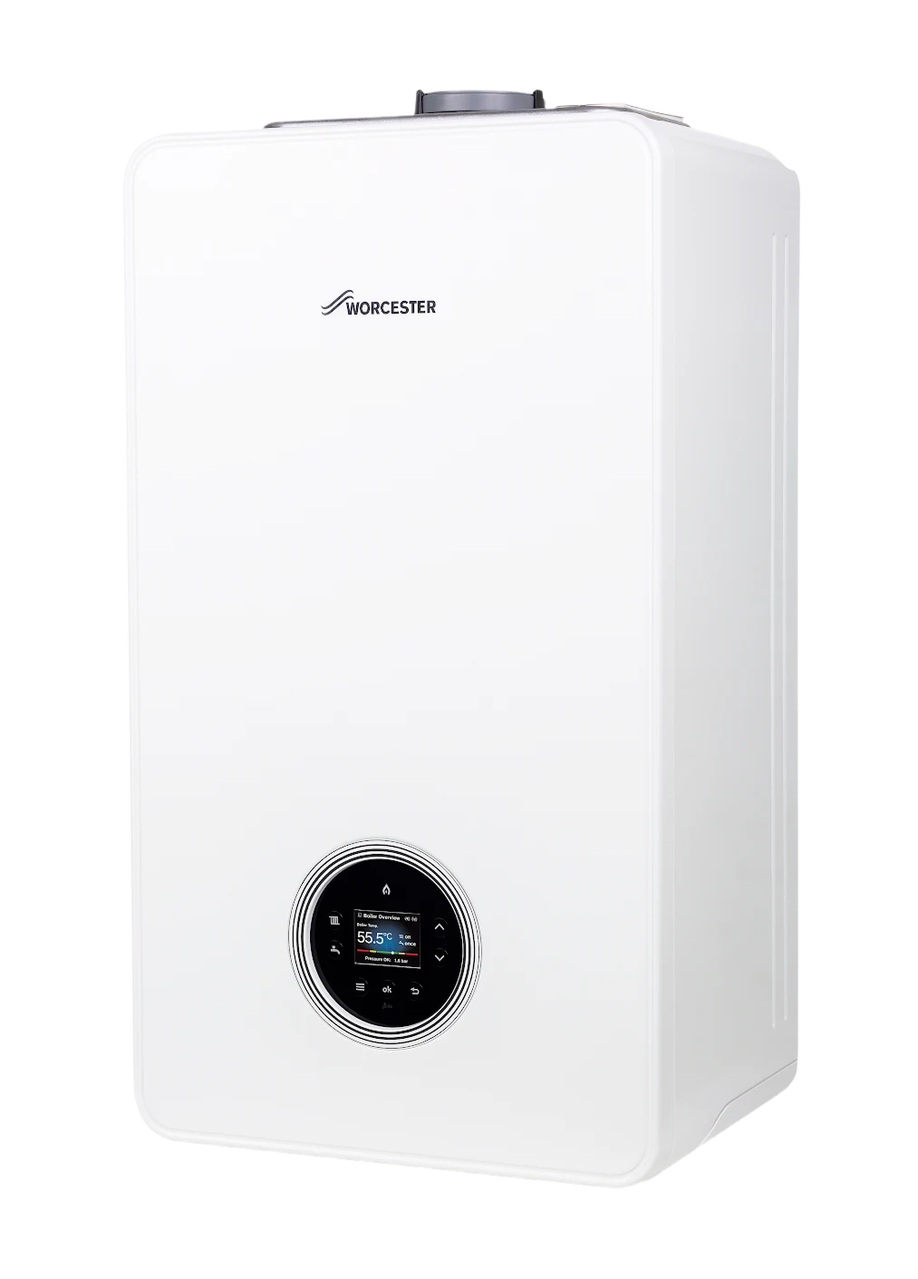 Wall-mounted Worcester combi boiler with digital display